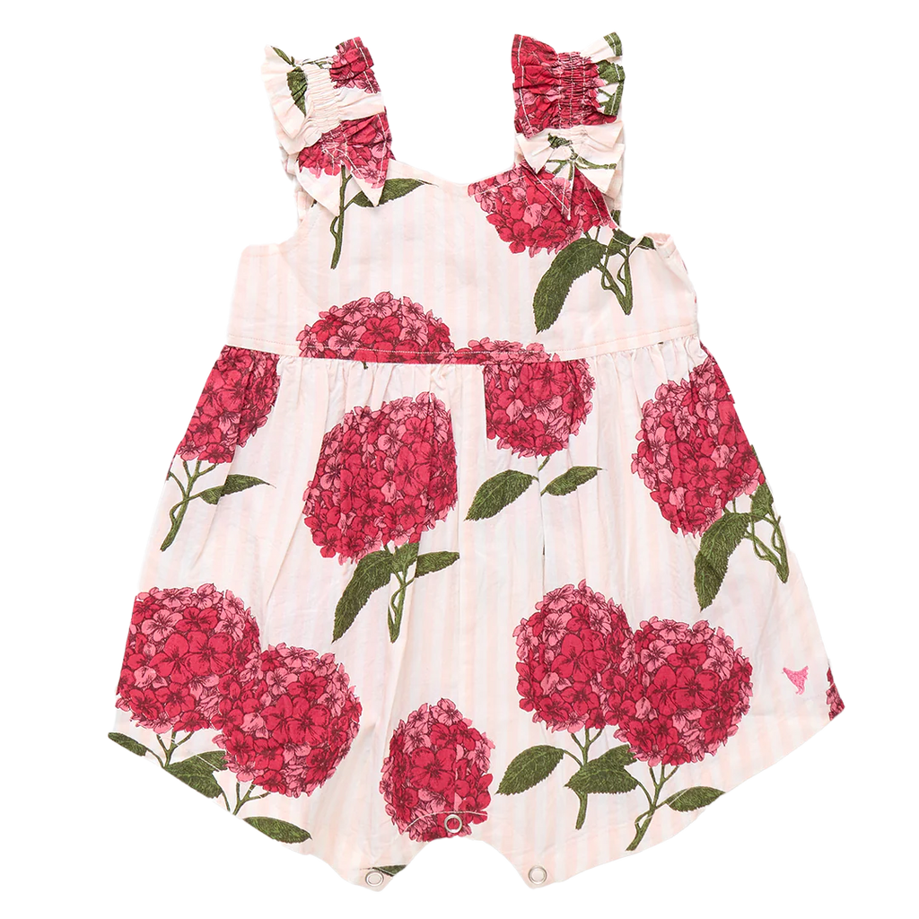 Pink Chicken Via Jumper in Pink Stripe Hydrangeas