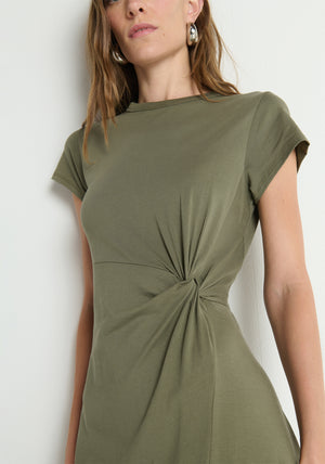 Nation Frida Twist Midi Dress in Olive