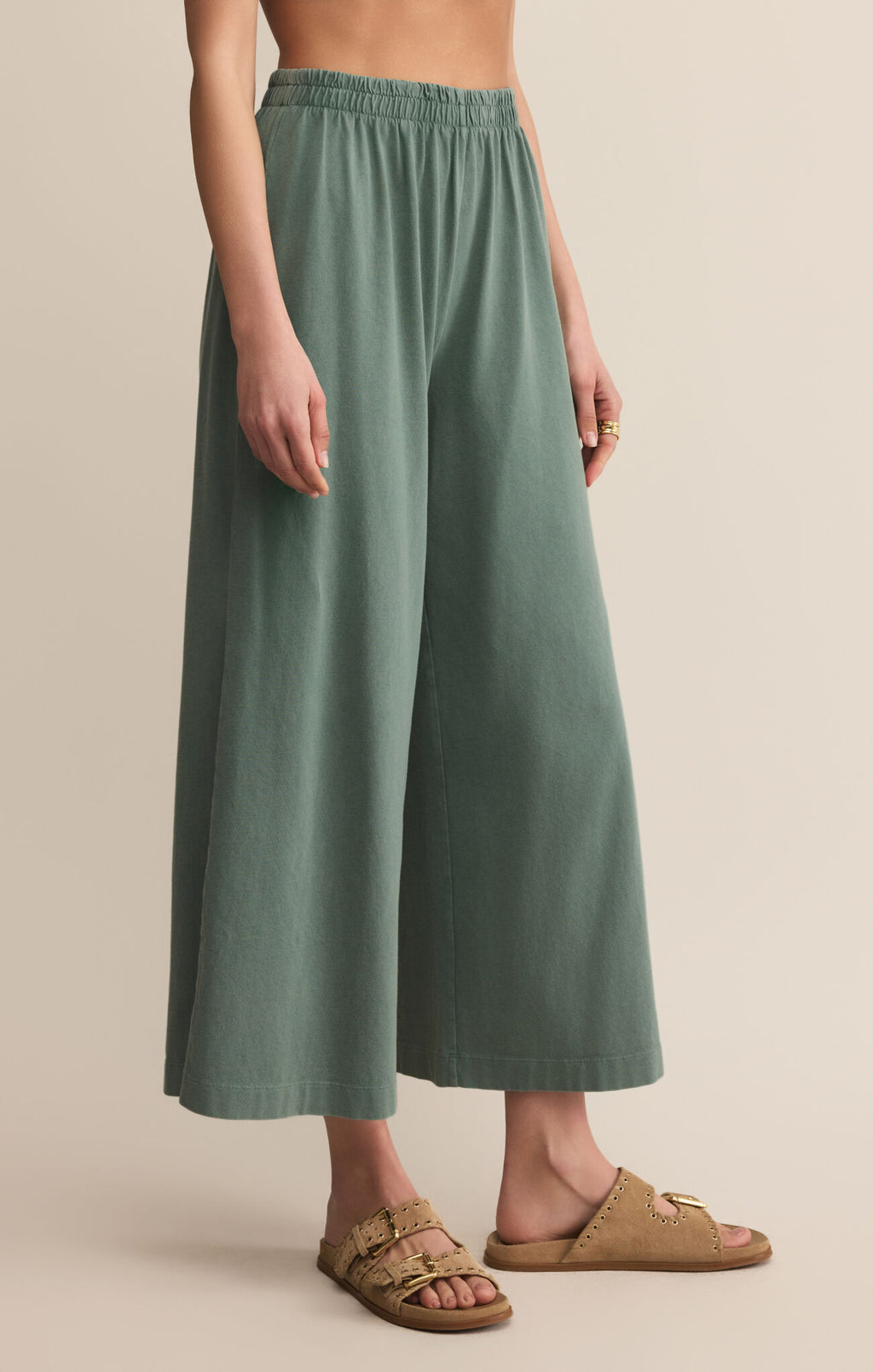 Z Supply Scout Jersey Flare Pant in Hunter Green