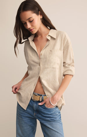 Z Supply Alfie Button Up Shirt in Flax