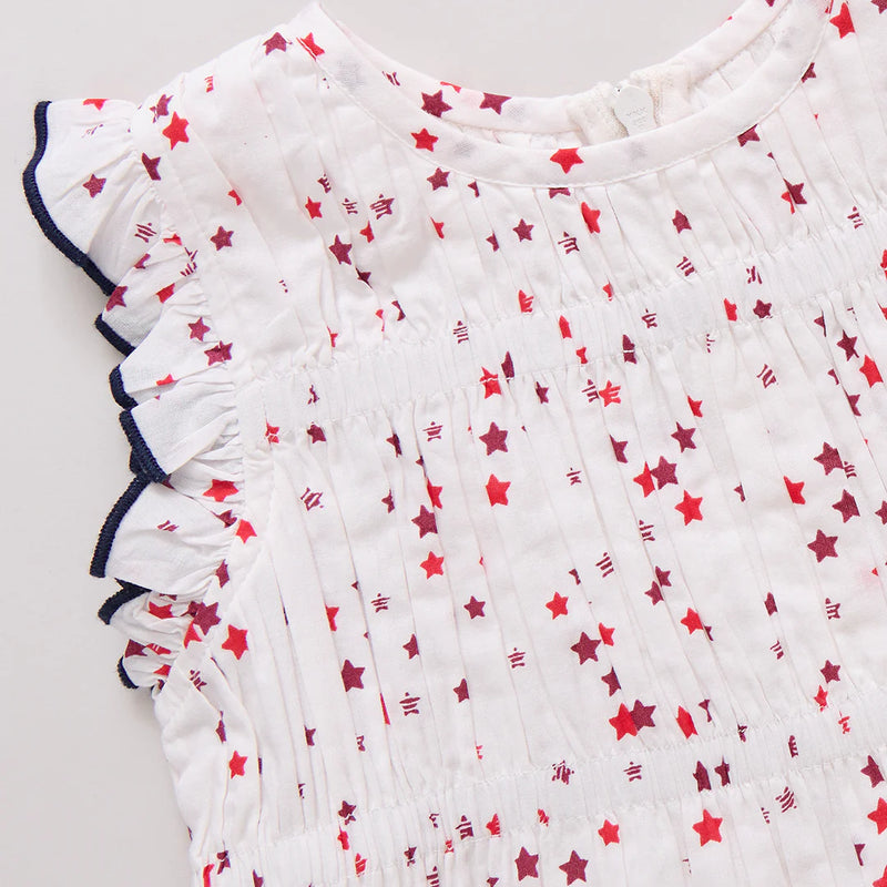 Pink Chicken Waverly Dress in Red Ditsy Stars