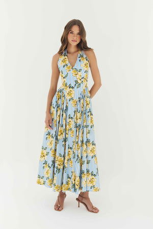 Hutch Alara Dress in Blue Stripe / Yellow