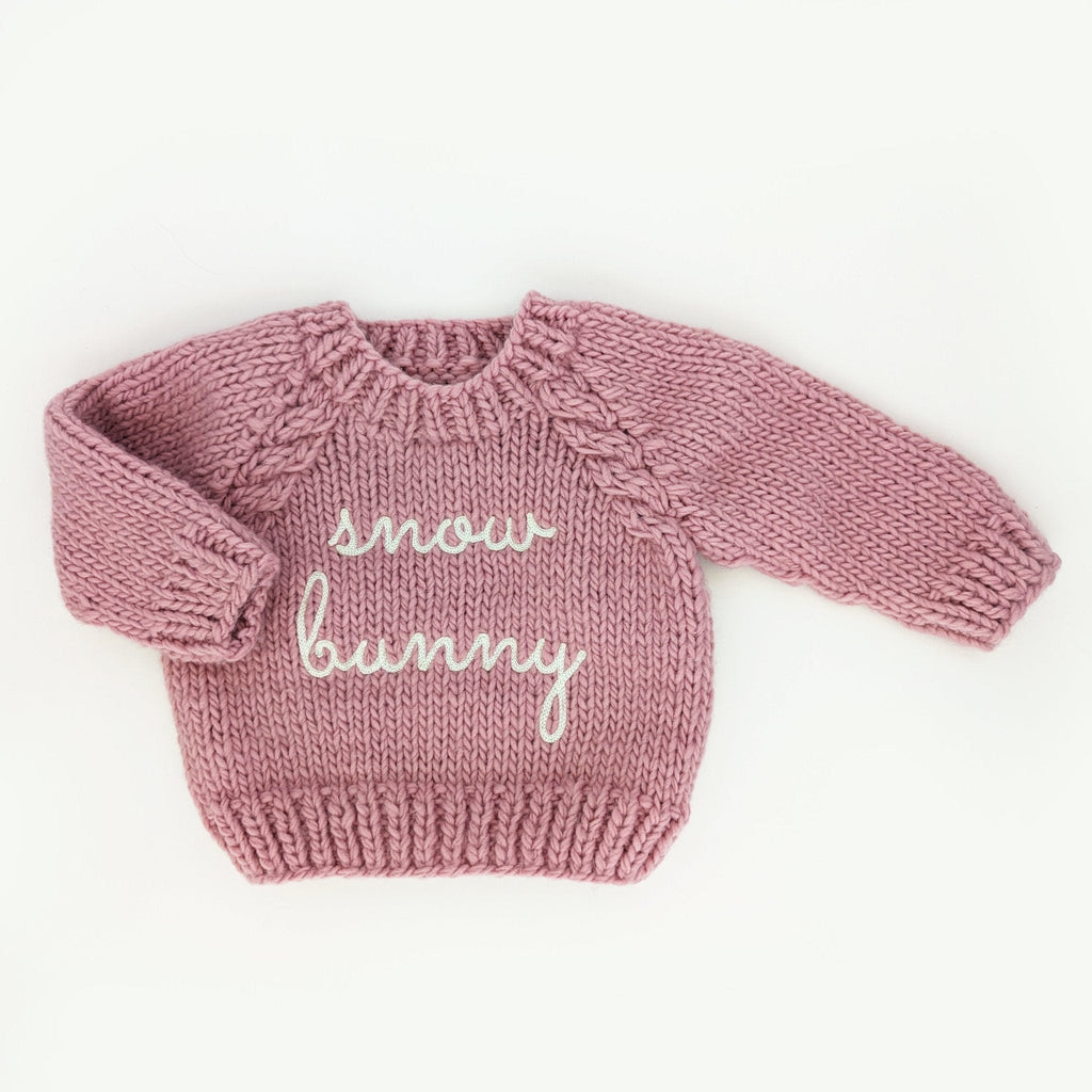 Huggalugs Crewneck Sweater in Rosy Snow Bunny