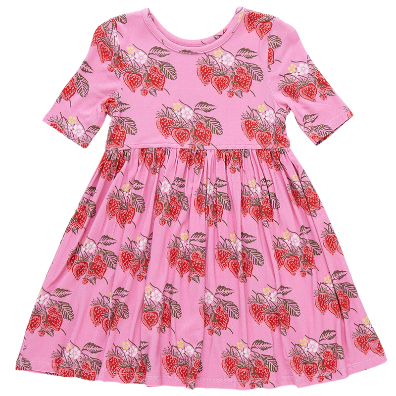 Pink Chicken Bamboo Steph Dress in Wild Pink Strawberries