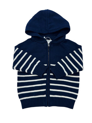 A Soft Idea Striped Zip Hoodie in Navy & White (Copy)