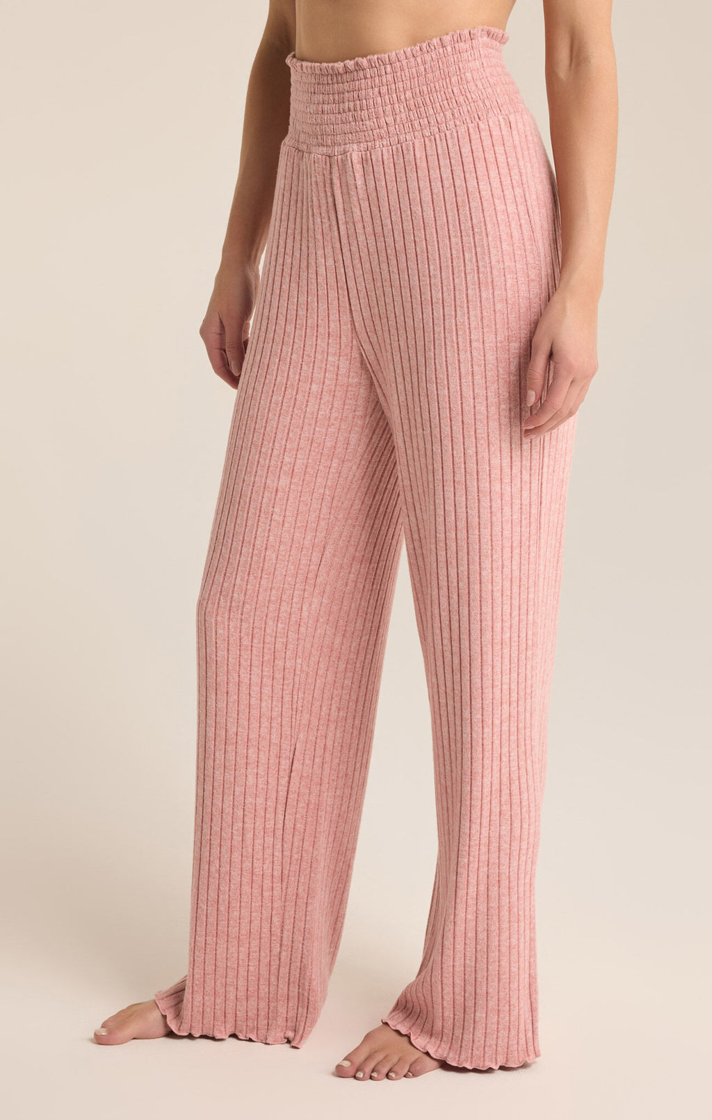 Z Supply Dawn Smocked Rib Pant in Rosebud