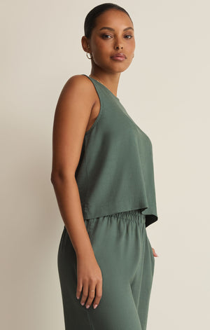 Z Supply Sloane Linen Tank in Everglade