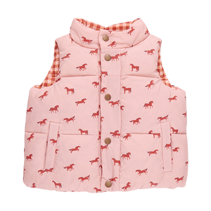 Pink Chicken Reversible Vest in Tiny Horses