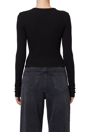 Agolde Alma Shrunken Long Sleeve Top in Black