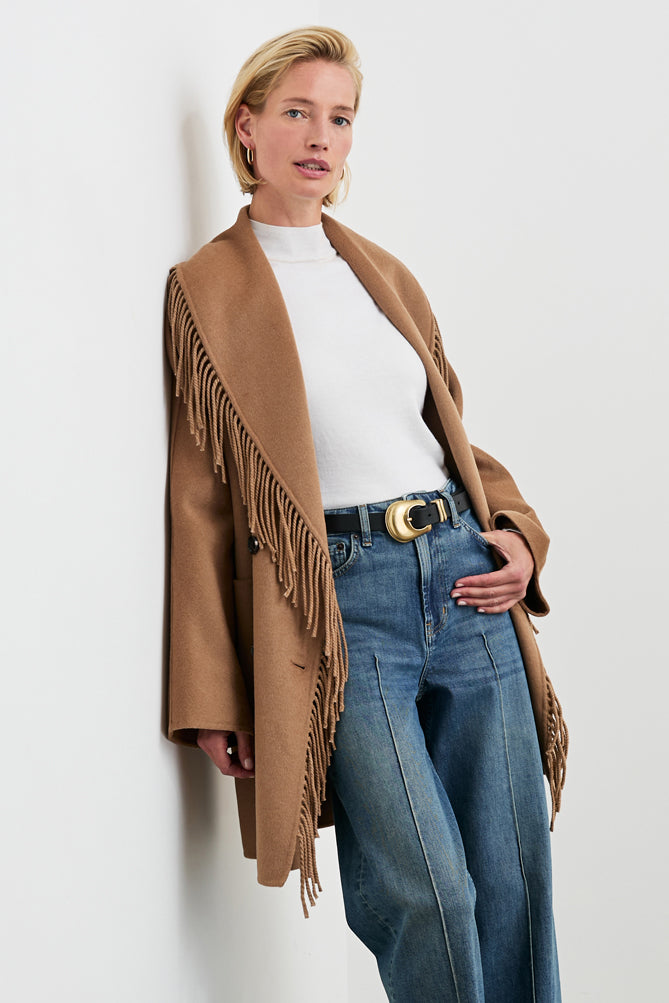 Rails Hugo Fringe Coat in Camel