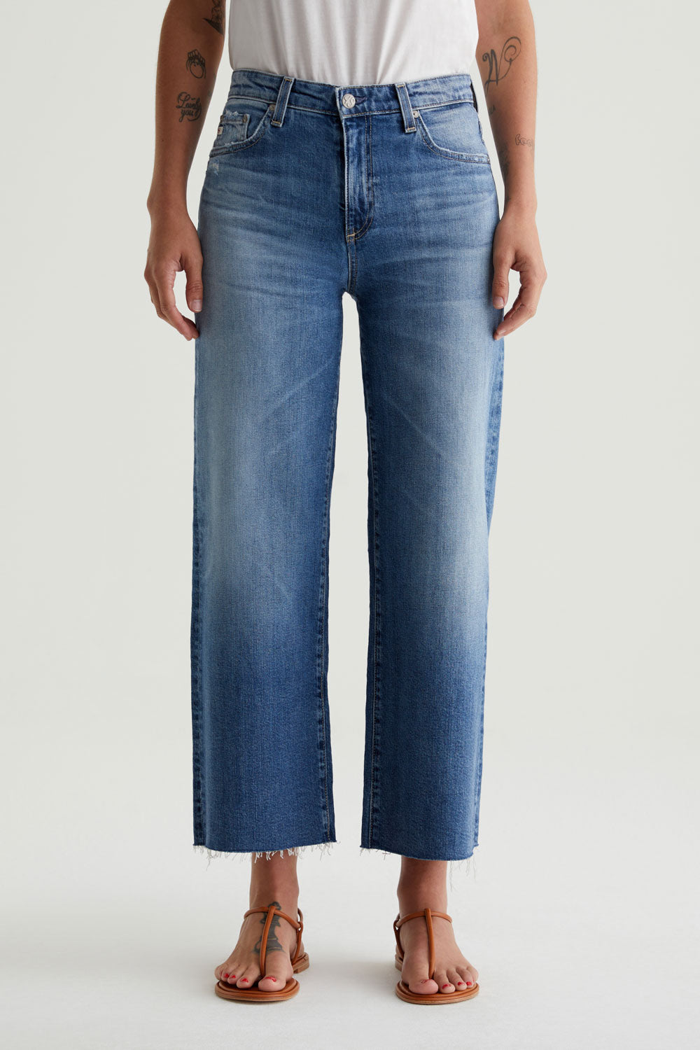 AG Saige Wide Leg Crop Denim in 16 Years Postcard