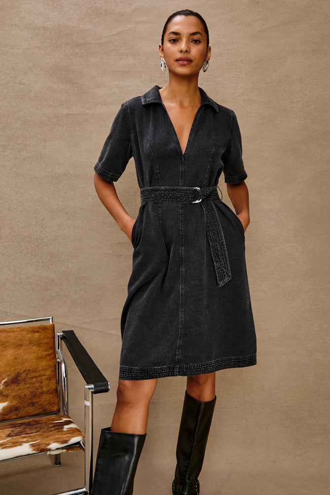 Rails Mavis Denim Dress in Washed Black