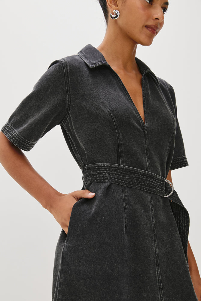 Rails Mavis Denim Dress in Washed Black