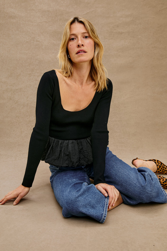 Rails Tillie Peplum Top in Black