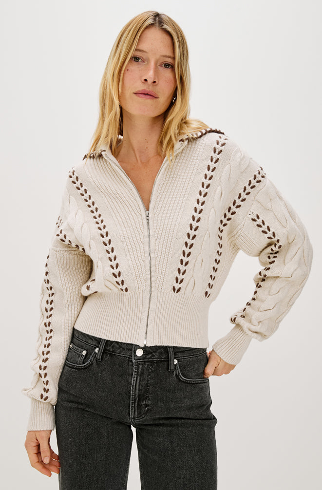 Rails Lune Zip Sweater in Oatmeal/Brown