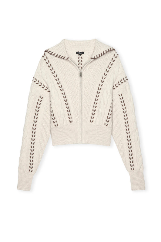 Rails Lune Zip Sweater in Oatmeal/Brown