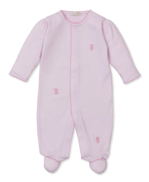 Kissy Kissy Snap Footie with Hand Embroidery in Pink Teddy Bear Time