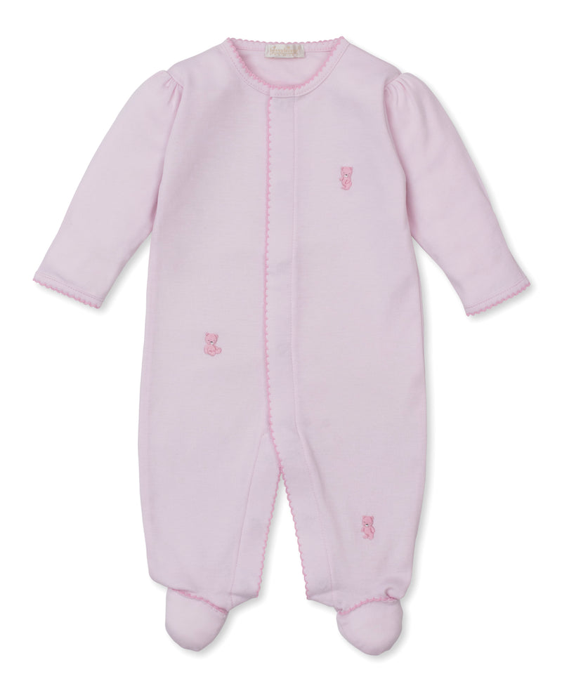 Kissy Kissy Snap Footie with Hand Embroidery in Pink Teddy Bear Time