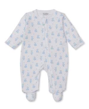 Kissy Kissy Zip Footie in Blue Teddy Bear Time