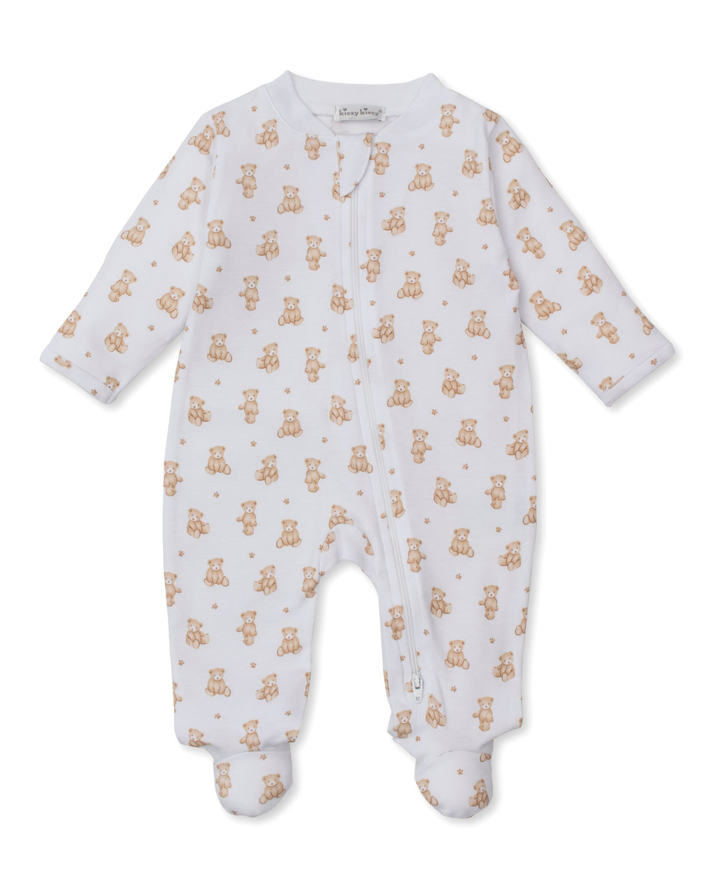 Kissy Kissy Zip Footie in Brown Teddy Bear Time