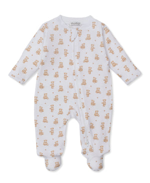 Kissy Kissy Zip Footie in Brown Teddy Bear Time