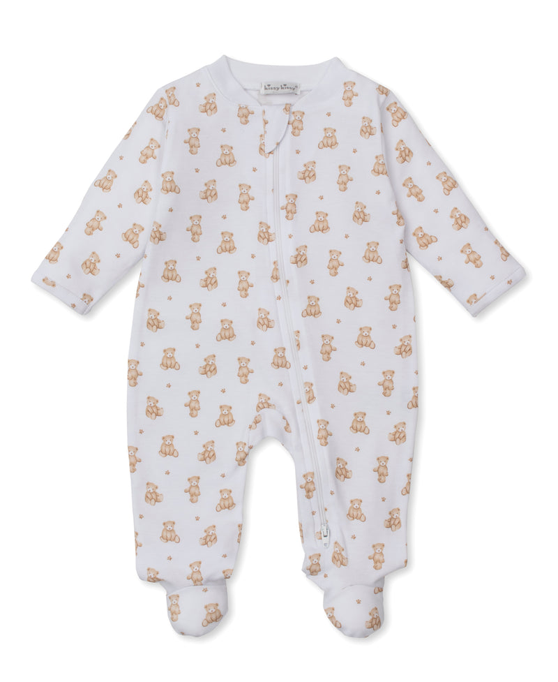 Kissy Kissy Zip Footie in Brown Teddy Bear Time
