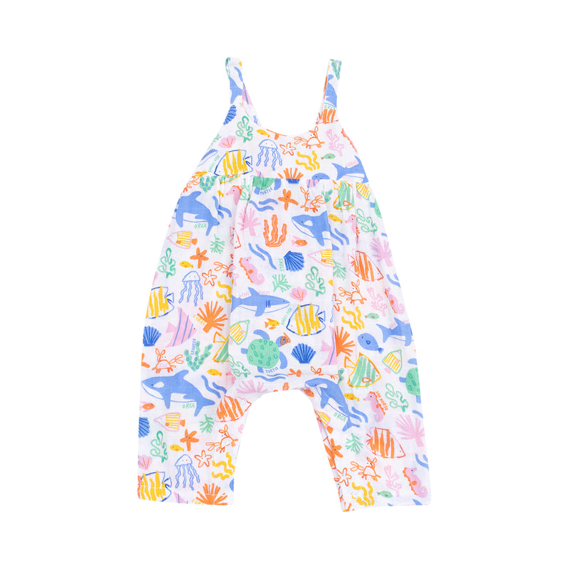 Angel Dear Tie Back Romper in Colorful Reef