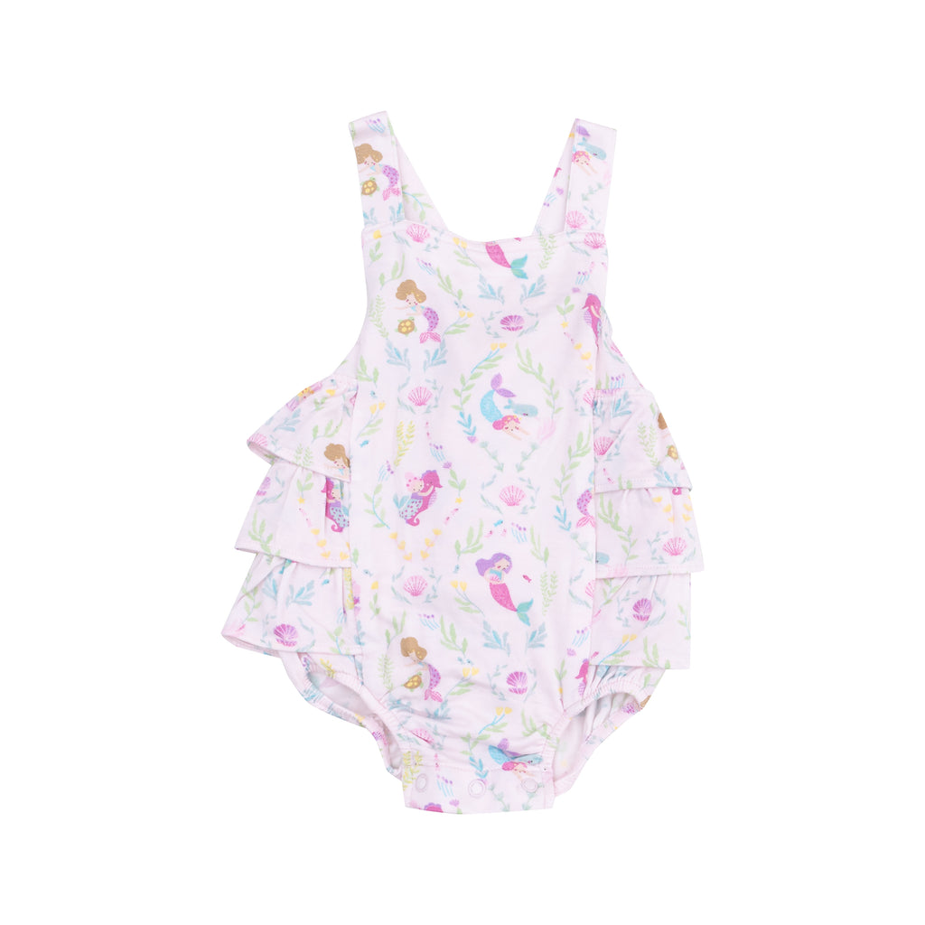 Angel Dear Muslin Ruffle Sunsuit in Mermaids
