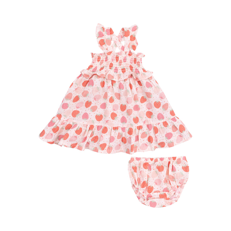 Angel Dear Smocked Sundress in Strawberry Bliss