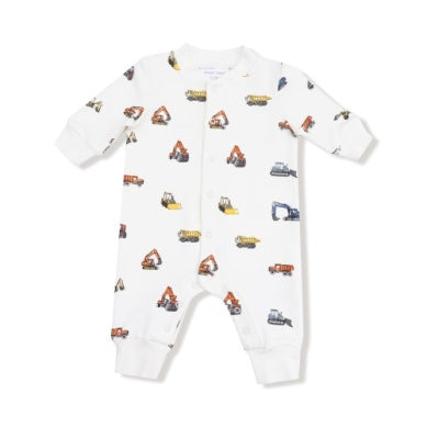 Angel Dear French Terry Romper in Construction Vehicles