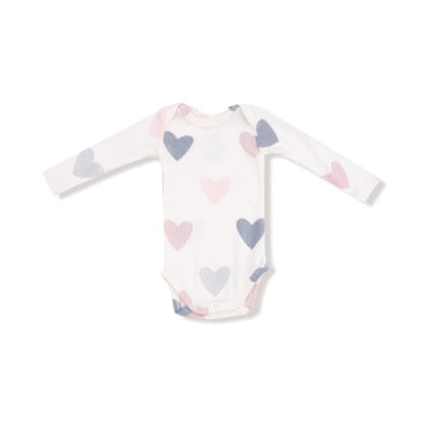 Angel Dear Modal Rib Lap Shoulder Bodysuit in Hearts
