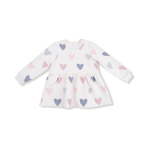 Angel Dear French Terry Drop Waist Dress in Hearts