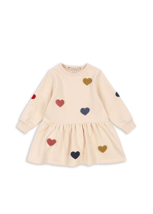Konges Slod Lou Terry Dress with Multi Hearts