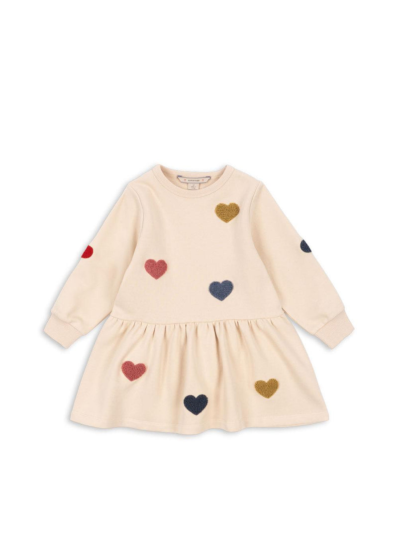 Konges Slod Lou Terry Dress with Multi Hearts