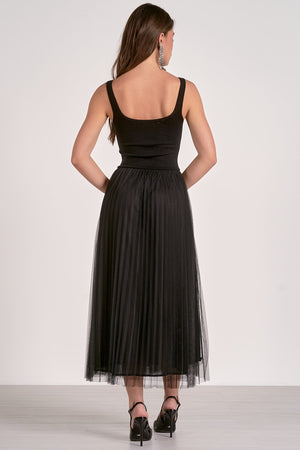 Elan Maxi Dress with Tulle Skirt in Black