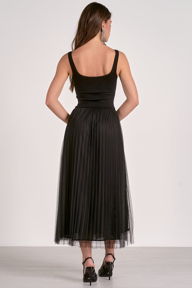 Elan Maxi Dress with Tulle Skirt in Black