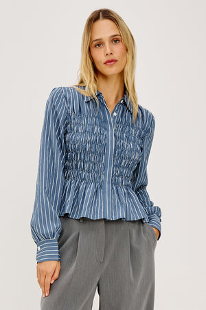 Rails Bradshaw Top in Washed Indigo Stripe