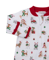 Kissy Kissy Printed Footie in Santa's Merry Pups