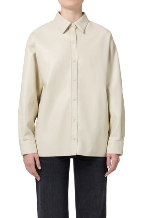 Agolde Aylin Vegan Leather Shirt in Powder