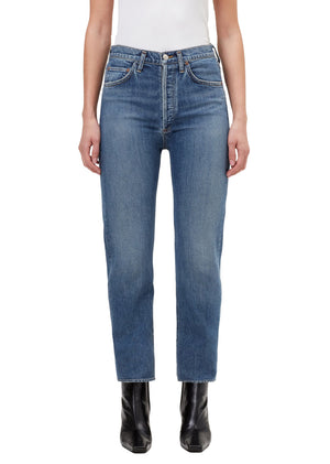 Agolde 90s Pinch Waist Crop Jean in Overcast