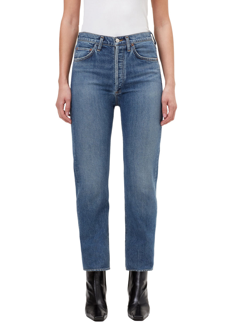 Agolde 90s Pinch Waist Crop Jean in Overcast