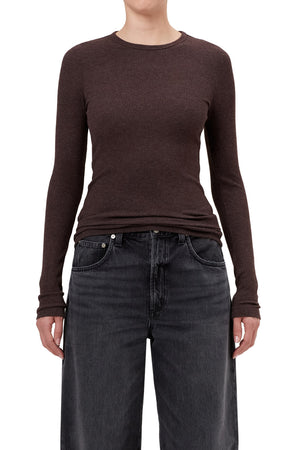Agolde Delphi Slim Long Sleeve Tee in Root