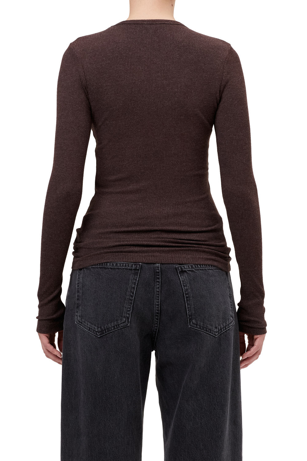 Agolde Delphi Slim Long Sleeve Tee in Root
