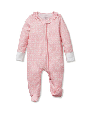 Petite Plume Pima Cotton Baby Romper in Pink Hoppy Days