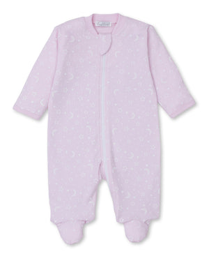 Kissy Kissy Crescent Moonlight Pink Zip Footie