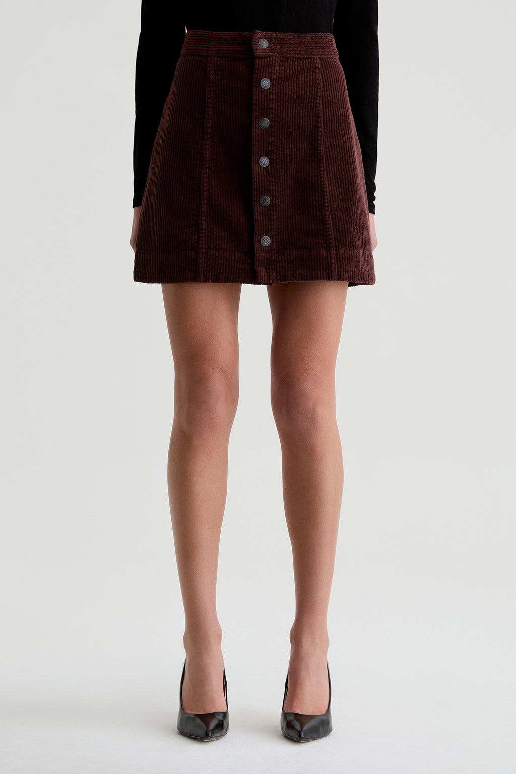 AG Evie A-Line Corduroy Skirt in Coffee Bean