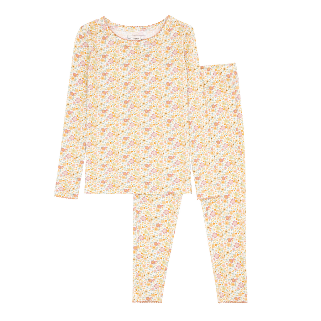 Minnow Girls Pajama Set in Marigold Floral