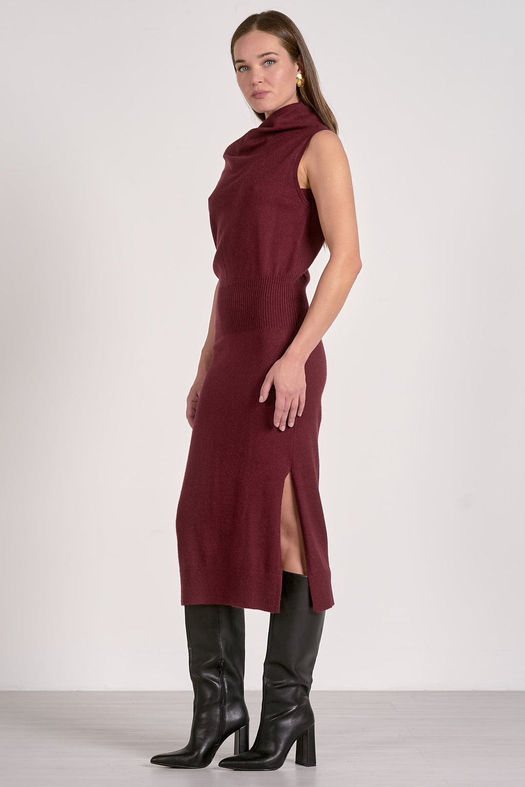 Elan Sweater Dress in Plum