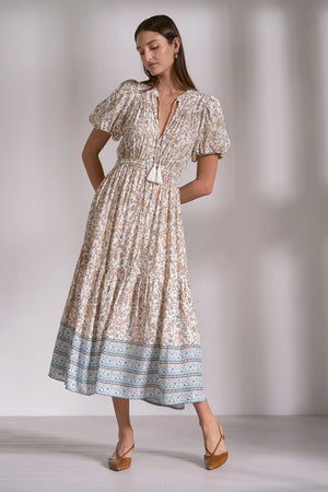 Elan Maxi Print Dress in Whimsical Blue