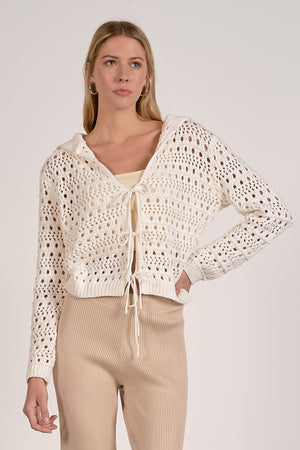 Elan Crochet Cardigan in Cream
